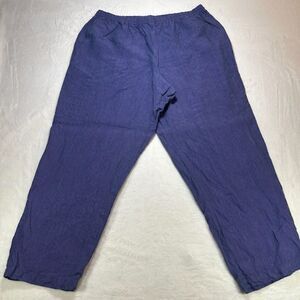 Eileen Fisher Women's Purple Linen Pull On Cropped Pants Size 2XL